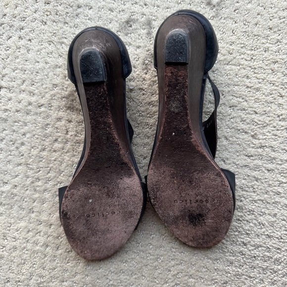 COCLICO sandal wedges sandals black leather t-strap low heels women’s shoes 9 - Picture 10 of 10